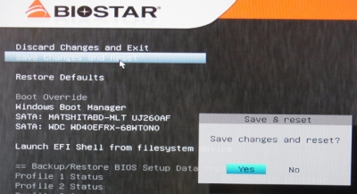BIOSTAR TZ77XE4 プロファイル バックアップとリストア