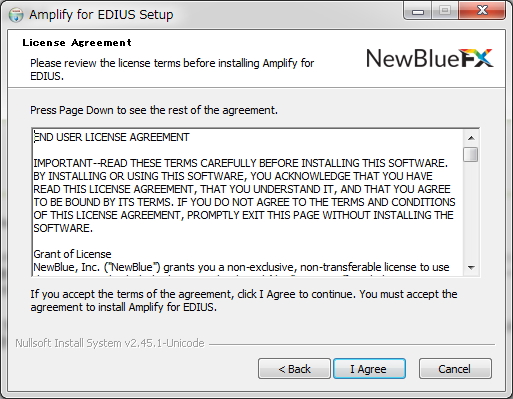 NewBlueFX Amplify for EDIUSをインストールしてみた